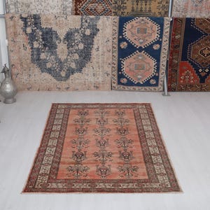 Turkey Oushak Rug, Colorful Rug, 4x6 Rug, Kids Rug,Muted Rug,Pastel Rug,Soft Vintage Rug,Turkish Rug,Vintage Rug,Oushak Rug,Natural Rug,4114