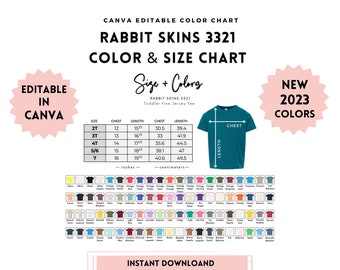 Semi-editable Rabbit Skins 3317 Size Color Chart Rabbit - Etsy