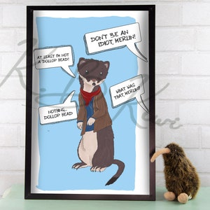 Startled Stoat and Dollophead Merlin Art Print
