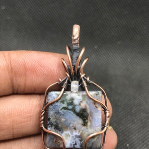 Ocean Jasper Pendant - Jasper Copper Pendant - Copper Wire Wrapped Gemstone Jewelry - Handmade Jewelry  - Unisex Necklace - Unique Gift