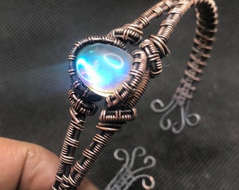 Schöne Kupfer Manschette Armband - Kupfer Draht gewickelt Doublette Armband - Verstellbares Armband - Edelstein Manschette Armband - Handgemachter Schmuck
