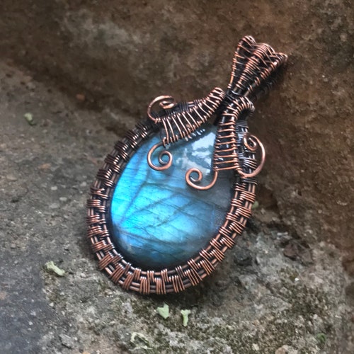 Labradorite Pendant Talisman Gemstones Jewelry Copper Wire wrapped Pendant Gift for Her Good Luck shops Charm Copper Wire Jewelry Bulk Supply