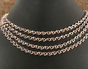 Beaded Copper Chain Necklace: Oxidized & Polished, 18-28 Inch