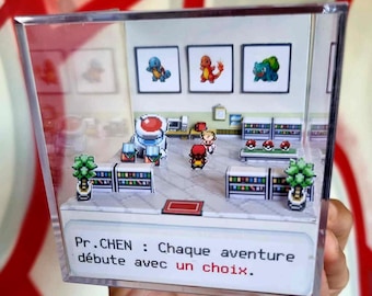 Pokemon Diorama Cube 3D - version bleu et rouge - GEN1 - fait main