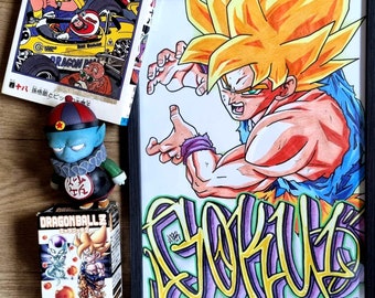Sangoku - Dragon Ball Z - avec son graffiti dessin original A4