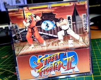 Street Fighter 2 - Diorama Cube 3D - fait main