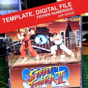 TEMPLATE - Street Fighter 2 - SuperNes edition - SNES - SF2 - Diorama Cube 3D - Digital file - digital file