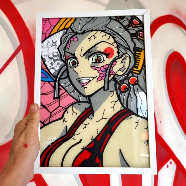 Daki Lune Supérieure 6 - Demon Slayer - Kimetsu No Yaiba - Peinture sur Verre - Unique et fait main - Glass Painting