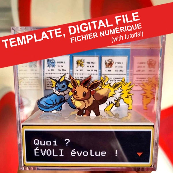 TEMPLATE - Pokemon EVOLIS Diorama Cube 3D - Digital file - digital file