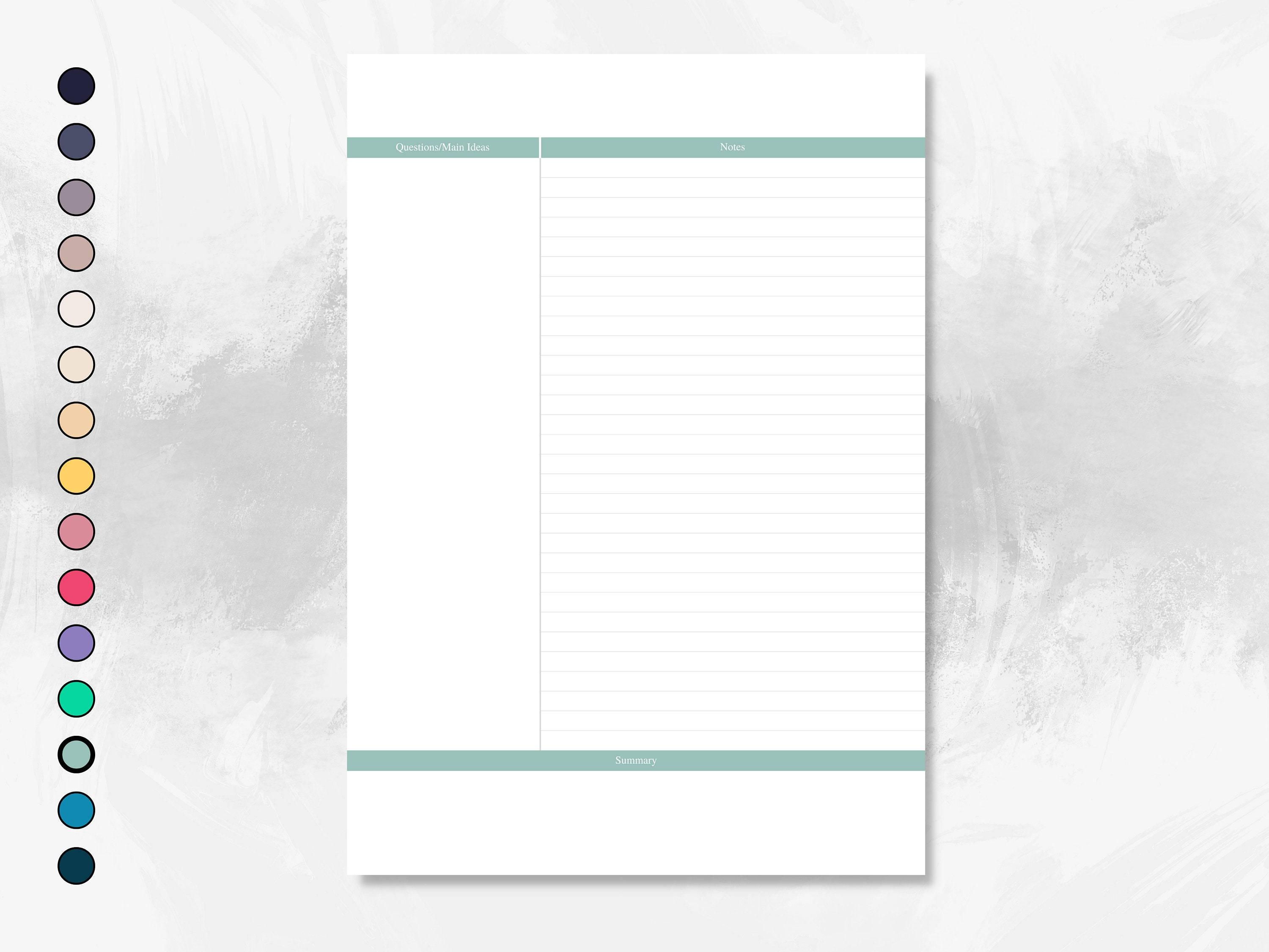 Printable Cornell Notes Study Method Paper Template Digital Cornell ...