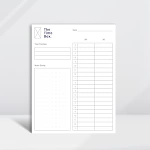 Planificador de caja de tiempo, lista de tareas pendientes, PDF imprimible en A4 y carta