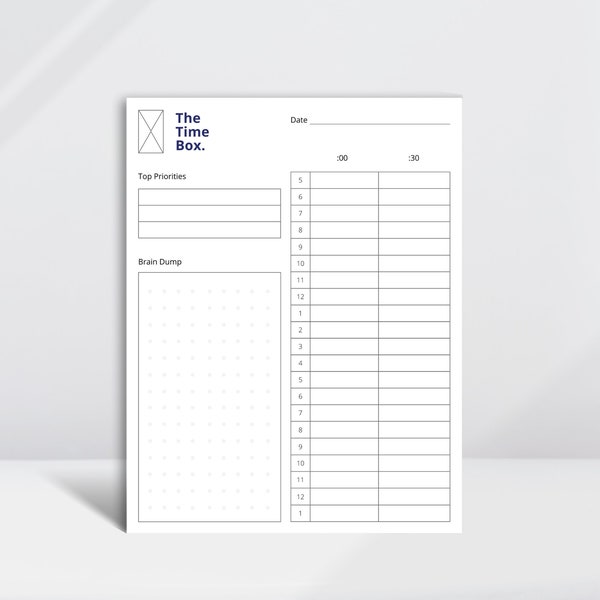 Time-Box-Planer, To-Do-Liste, A4- und Letter-druckbares PDF