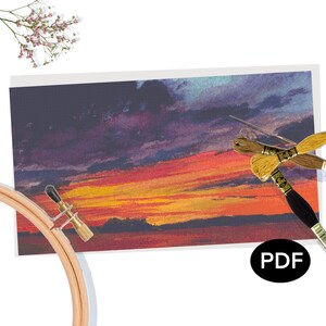 Sunset River Cross Stitch Pattern: Original Art (PDF Pattern)