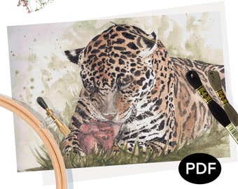 Cross Stitch Pattern PDF - Jaguar - Original Art - Printable - Instant Download - Pattern Keeper Compatible