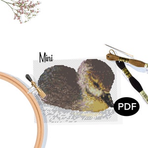 Patrón de punto de cruz PDF - Pequeño ganso - Arte original - Decoración infantil de bosque - Imprimible - Descarga instantánea - Compatible con Pattern Keeper