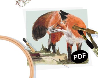 Red Fox Cross Stitch Pattern: Foxy Lady Original Art (PDF Pattern)