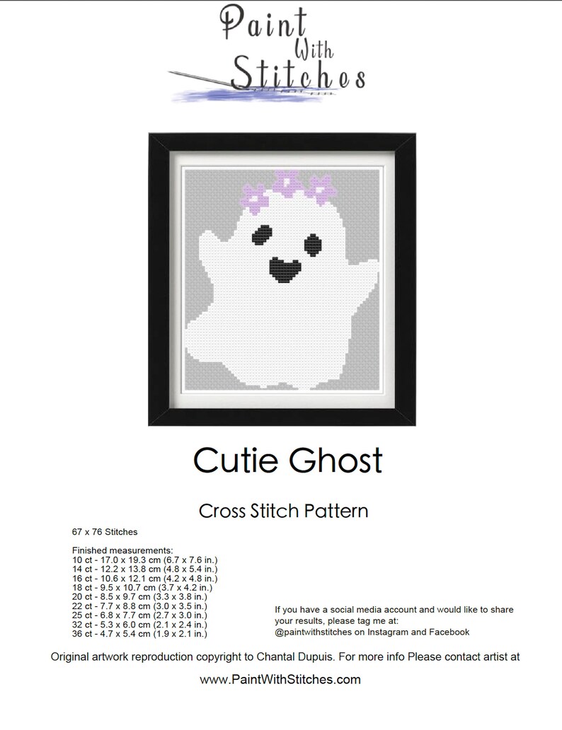 Ghost Cross Stitch Pattern - Easy Halloween Project (PDF Pattern) - Etsy