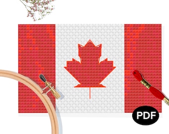 Canadian Flag - Canadian Provinces and Territories - Cross Stitch - Patriotic pattern for Canada Day