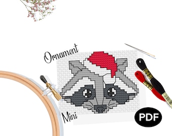 Christmas Raccoon Ornament Cross Stitch Pattern (PDF)