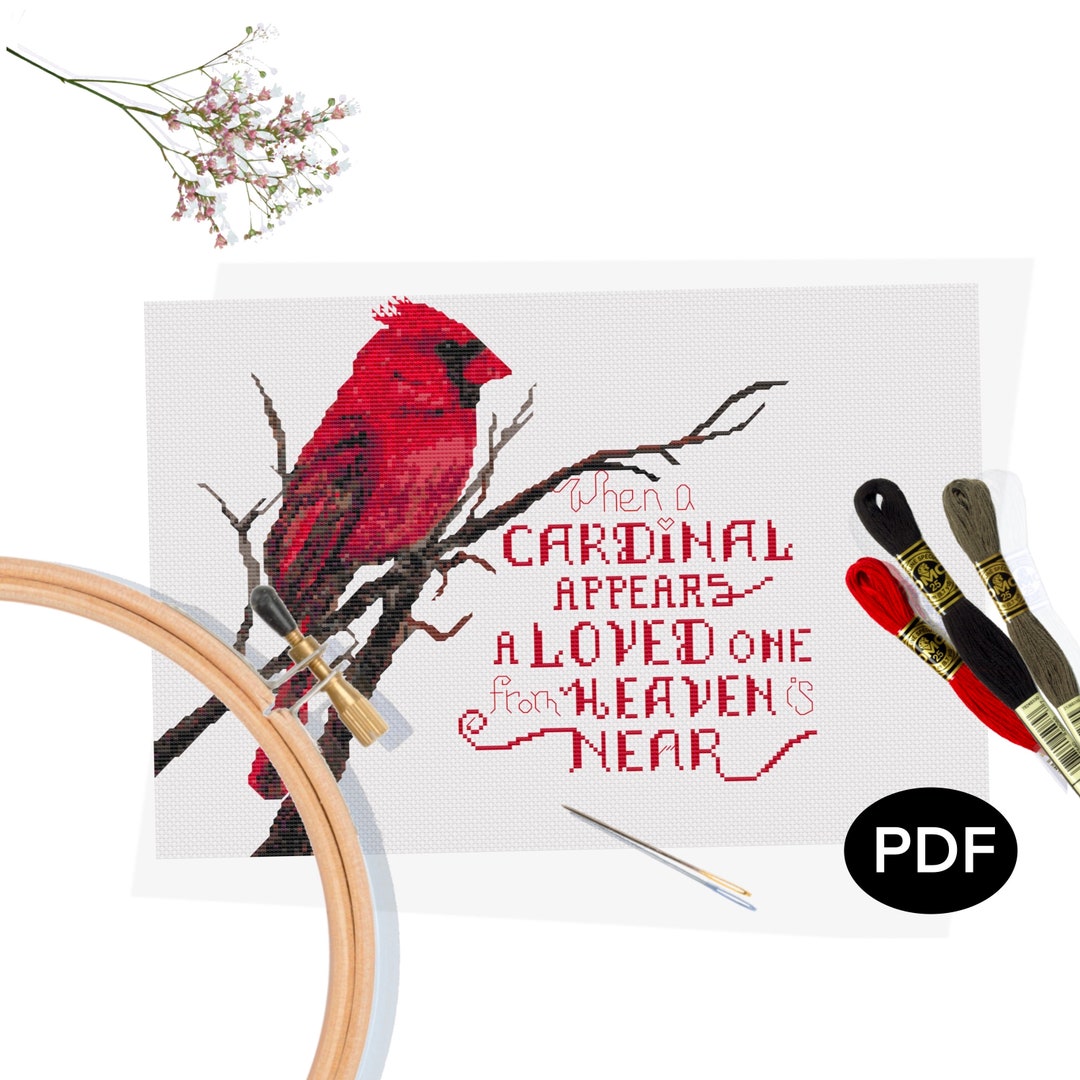 Cross Stitch Pattern PDF - Religious Saying - Cardinal - Loved One in ...