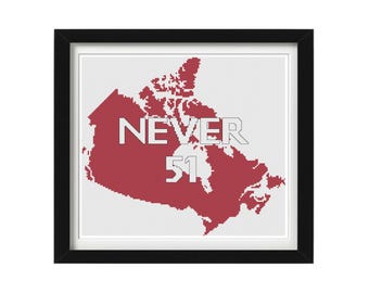 Never 51 Canada Map Cross Stitch Pattern (Digital Download)