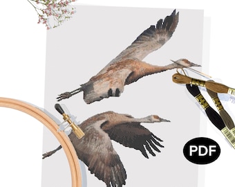 Cross Stitch Pattern PDF - Sandhill Cranes - Original Art - Printable - Instant Download - Pattern Keeper Compatible
