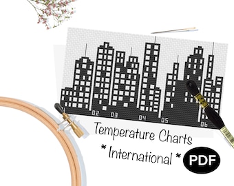 International Landmarks Cross Stitch Temperature Chart (PDF Pattern)