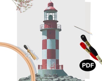 Cross Stitch Pattern PDF - Lighthouse - Original Art - Printable - Instant Download - Pattern Keeper Compatible