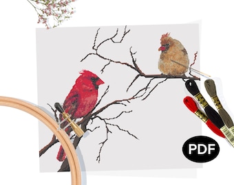 Cardinal Couple Cross Stitch Pattern: Original Art (PDF Pattern)