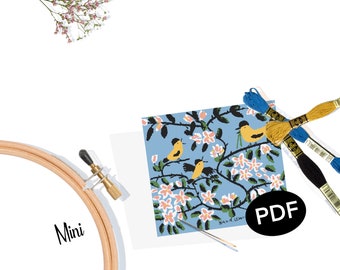 Maud Lewis 3 Birds Cross Stitch Pattern: Nova Scotia Art (PDF Pattern)