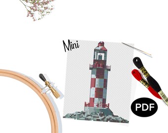 Cross Stitch Pattern PDF - Lighthouse (Mini) - Original Art - Printable - Instant Download - Pattern Keeper Compatible