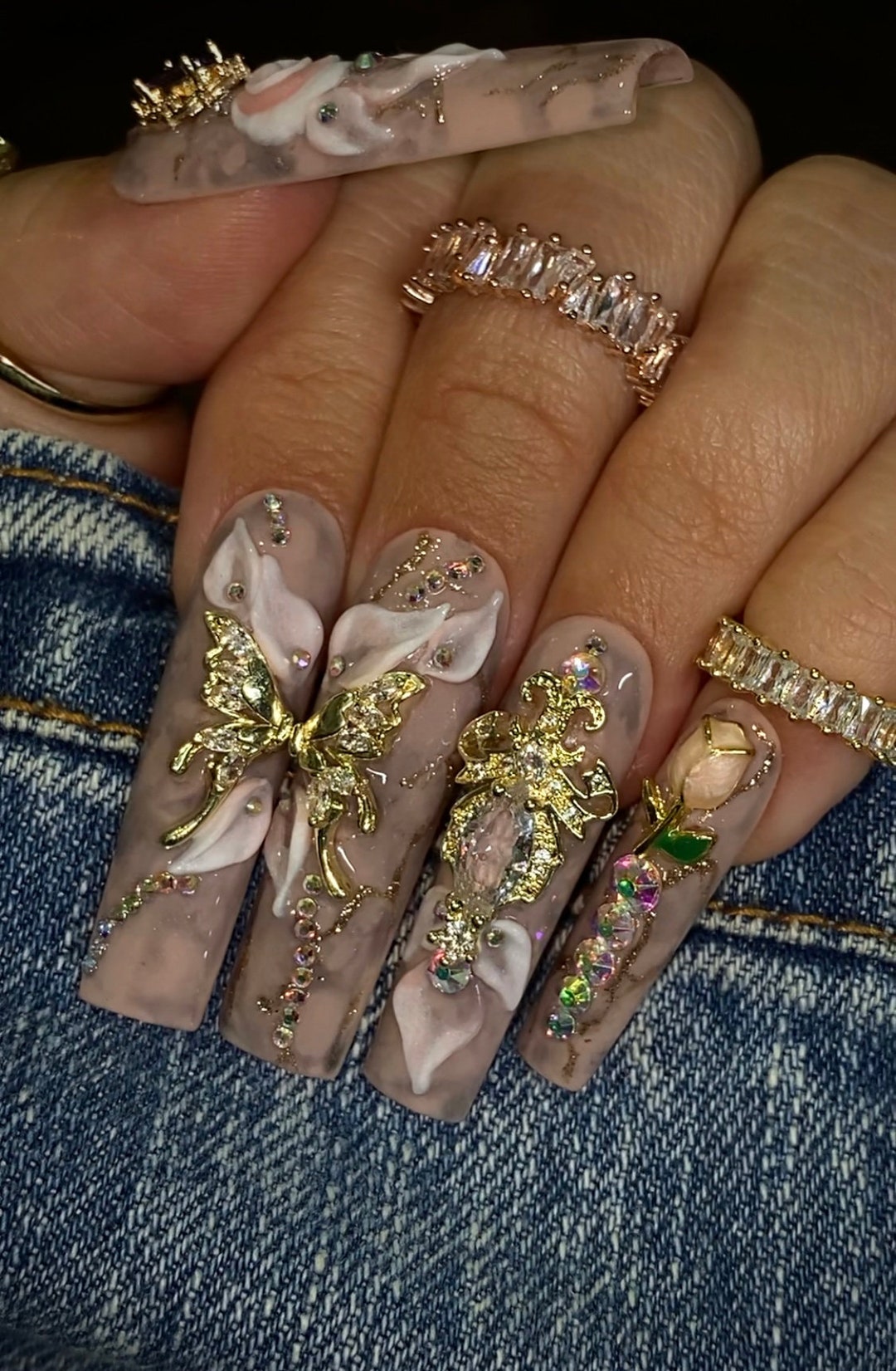 Press on Nails Size Small Length 2XL Made With Zirconia - Etsy