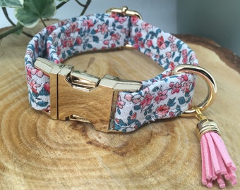 Collier réglable pour chien  liberty rose