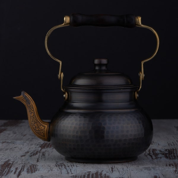 Gehämmerte Antike Massiv Kupfer Teekanne Wasserkocher Herd Teekanne, 1,5 Liter