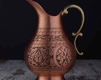 Solid Unlined Copper Water Moscow Mule Pitcher Jug, 70 fl Oz.