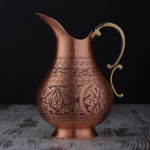 Solid Unlined Copper Water Moscow Mule Pitcher Jug, 70 fl Oz.