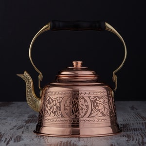 1mm Thick Solid Uncoated Copper Tea pot Kettle Stovetop Teapot, 1.6Quarts