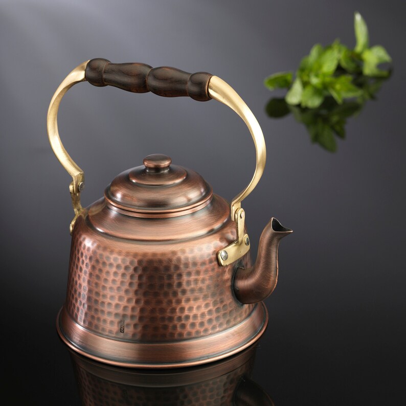1mm Thick Solid Copper Teapot Kettle Stovetop Tea Pot 2 Qts Etsy