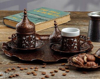 DEMMEX 2023 Set Completo Di Caffè Turco Greco Arabo Con Tazze, Piattini - 7