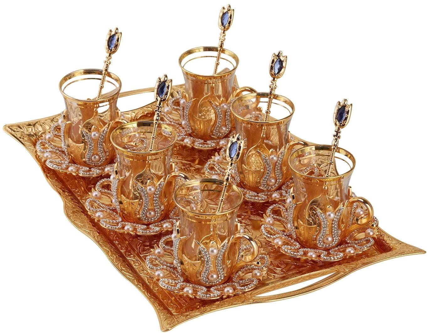 Turkish Arabic Tea Set With Tray Swarovski Coated Tea Set of Etsy