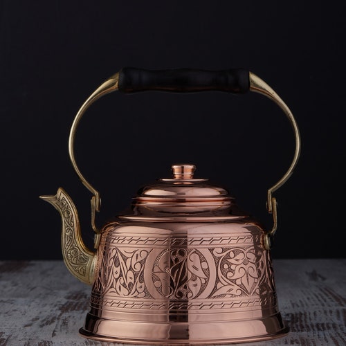 Colorful Engraved Solid Copper Tea Kettle Antique Teapot Etsy