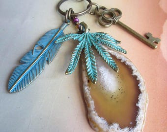 Lace Edge Agate Purse Jewelry & Keyring 7.5 inches