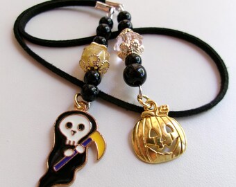 Shy Reaper, Goth, Halloween Bookmark, Purse Tie  18 in