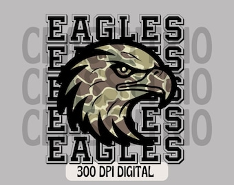 Old Camo | Digital Design | PNG | Sublimation | Camouflage | Eagles | Mascot Shirt Design | Camo Mascot