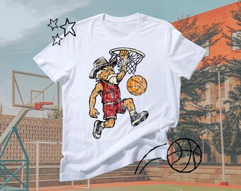 Red Basketball Mascot | Retro Distressed PNG (Digital Design)