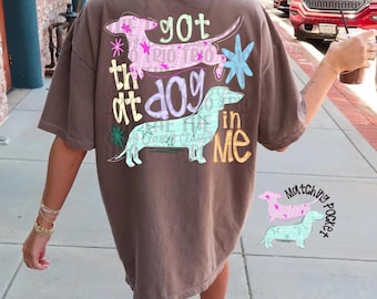 Y2K Preppy Dachshund Doodle | Digital Design | PNG | Sublimation | Hand Drawn | Funny Trendy Shirt | Dotson Dog