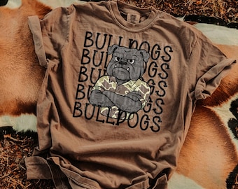 Camo Bulldogs Mascot Design | PNG, Sublimation (Digital Download)