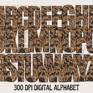 Oude camouflage | Alfaset | Digitaal ontwerp | PNG | Camouflage | Alfabet | Land | Jagen | Shirtontwerp