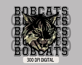 Camo Bobcats-mascotte, png PNGEgg | Sublimatieontwerp (digitaal bestand)