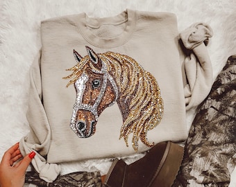 Faux Rhinestone Horse | Digital Design | PNG | Sublimation | DTF | Agriculture | Dazzle | Shirt Design | Country | Trending | Farming